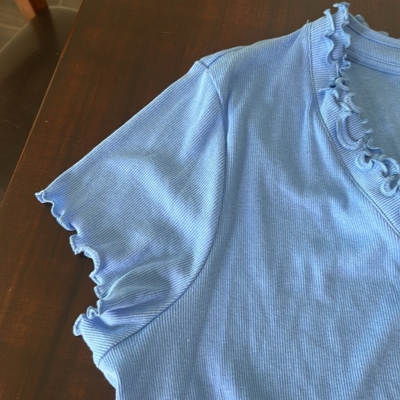 Lauren Ralph Lauren Blue 100% Cotton 2pc Pajama Lounge Set Top & Shorts size XL - Picture 11 of 17